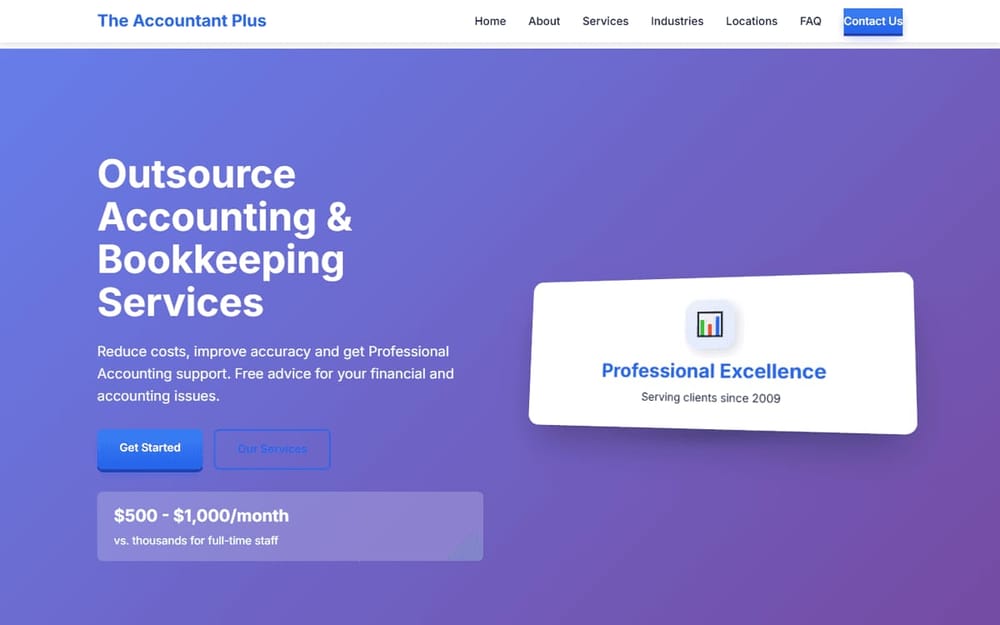 The Accountant Plus homepage for outsourced accounting and bookkeeping services