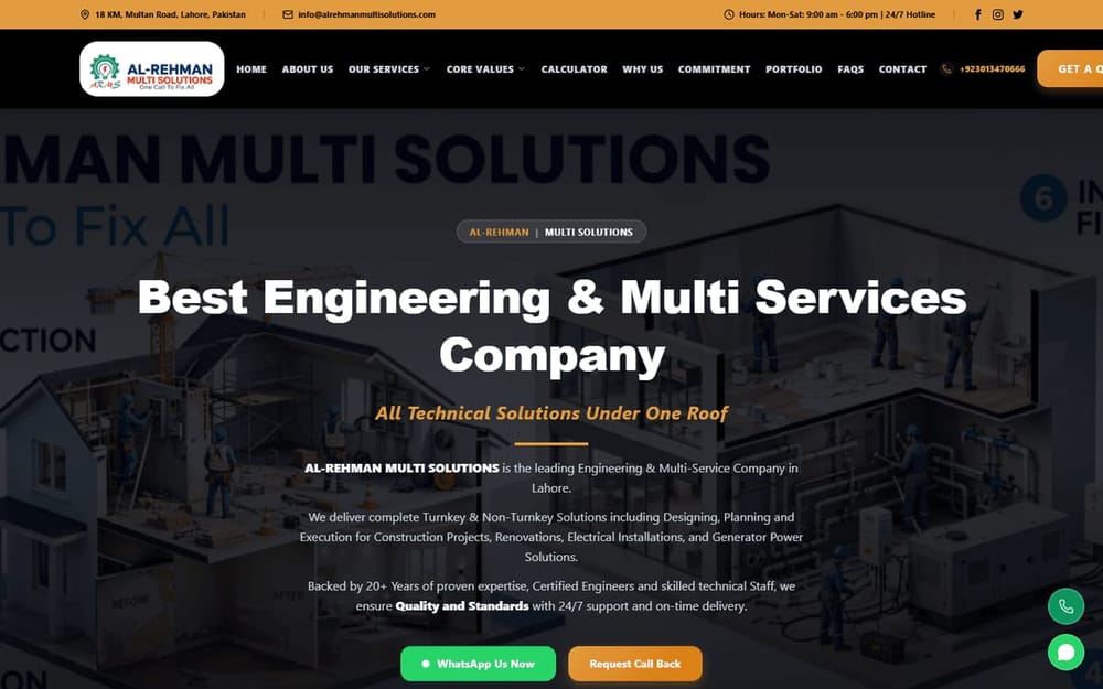AL-REHMAN Multi Solutions engineering services homepage