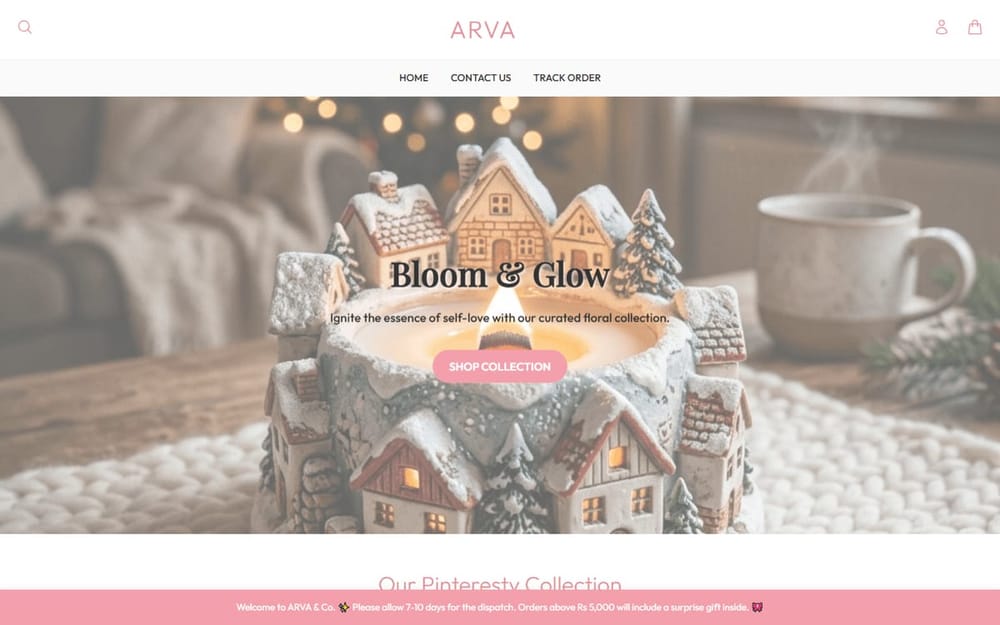 ARVA and Co lighting store homepage