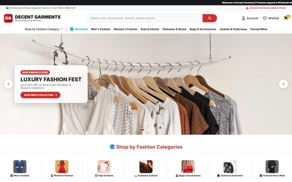 Decent Garments apparel manufacturing homepage