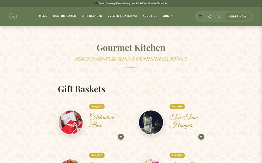 Gourmet Kitchen restaurant homepage