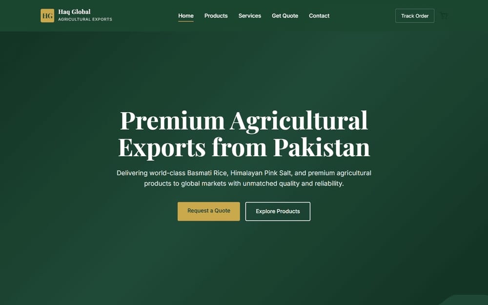 Haq Global agricultural exports homepage