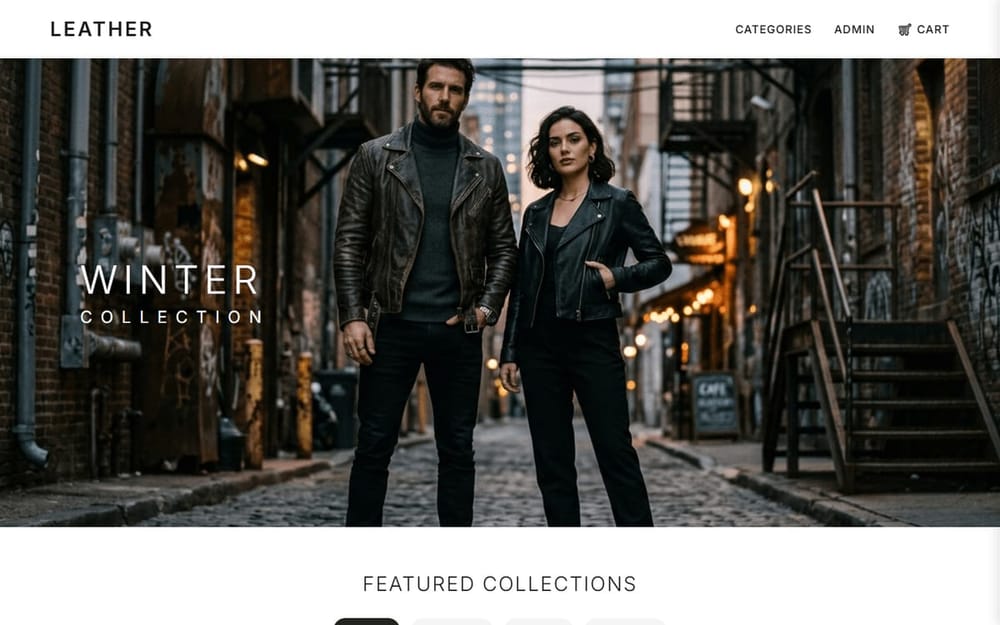 Premium leather jackets store homepage