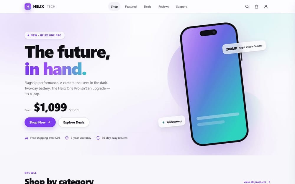 HELIX TECH electronics store homepage