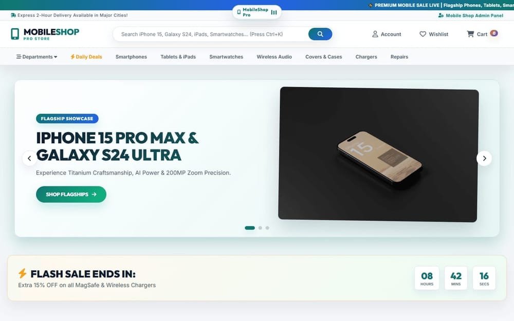 MobileShop Pro smartphone store homepage