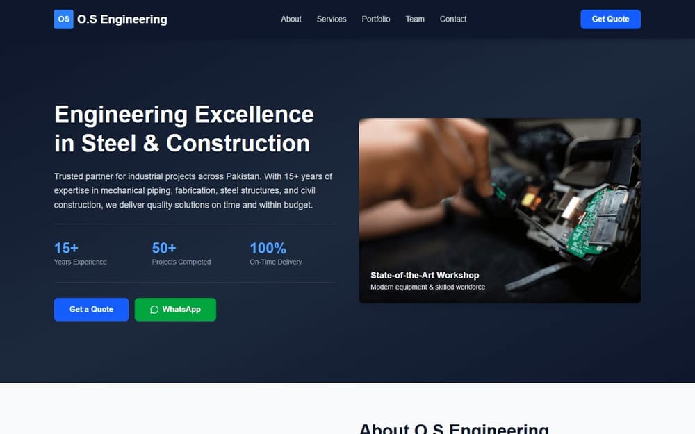 O.S Engineering industrial solutions homepage
