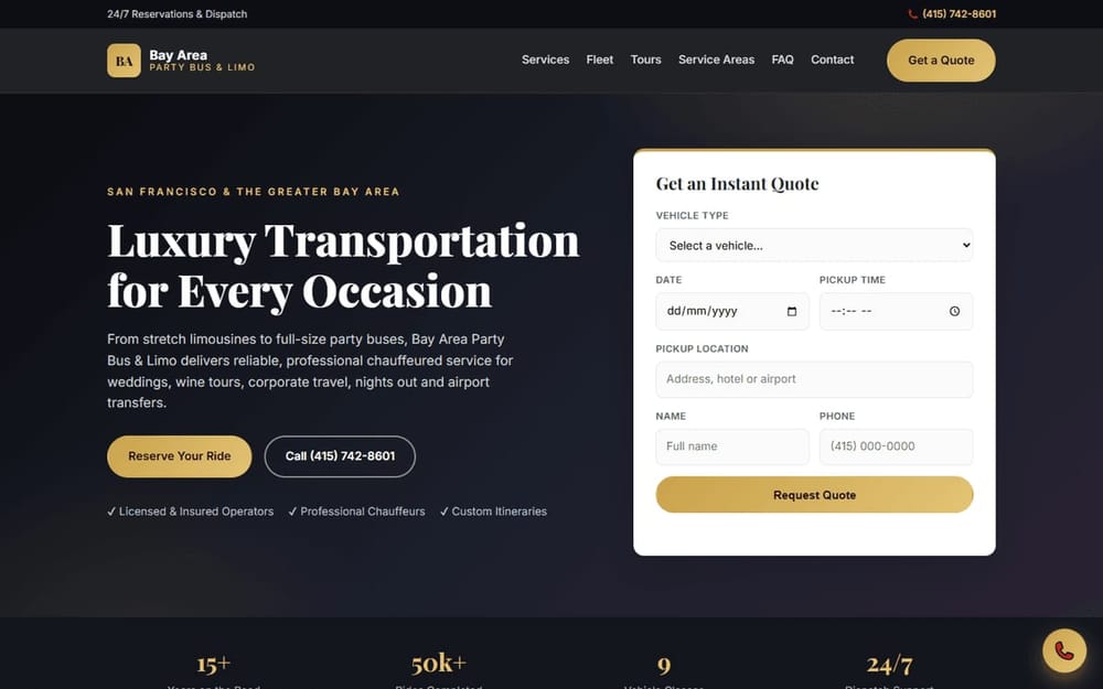 Bay Area Party Bus and Limo homepage