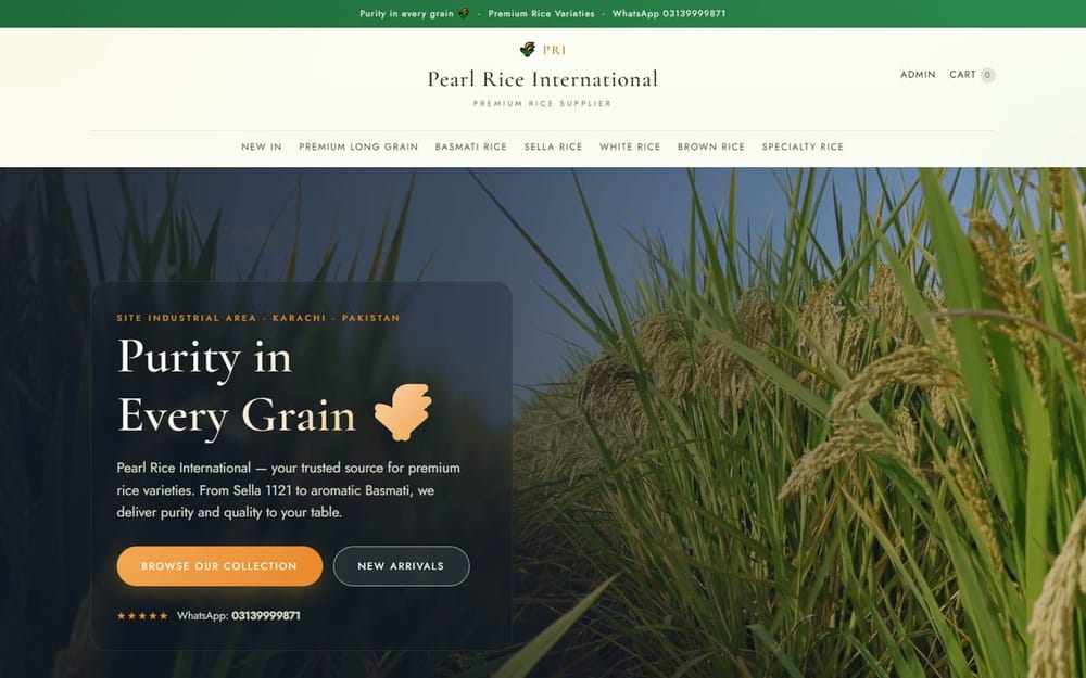 Pearl Rice International rice export homepage