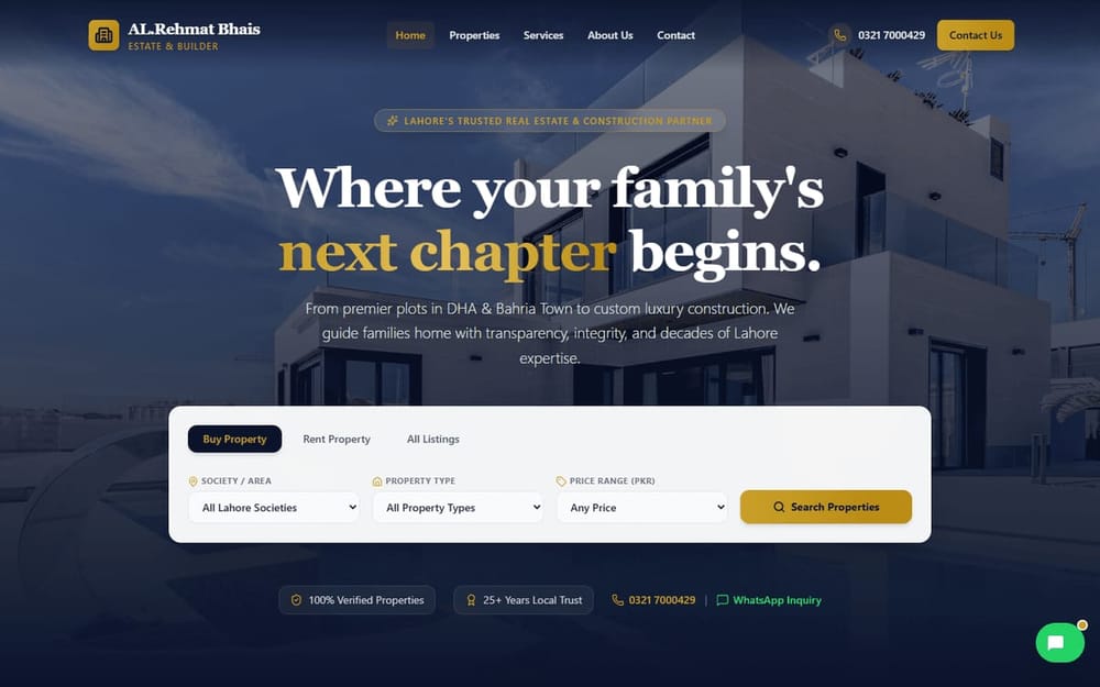 AL.Rehmat Estate and Builder real estate homepage