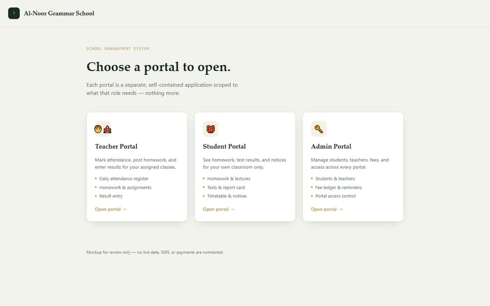 Al-Noor Grammar School portals homepage