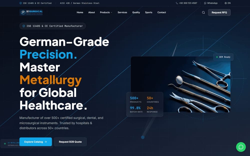 S3 Surgical and Dental Instruments manufacturer homepage