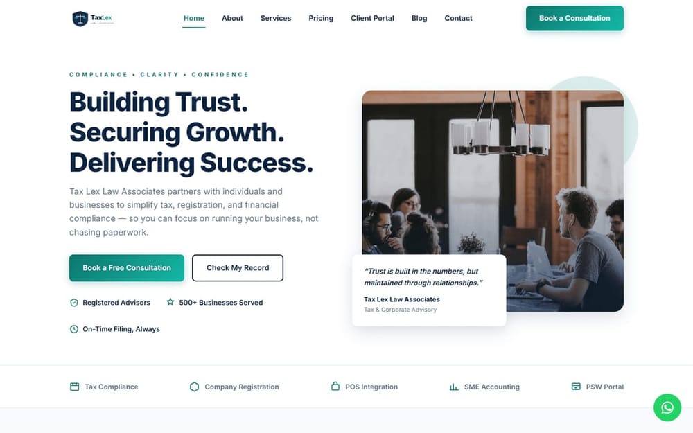 Tax Lex Law Associates legal and tax advisory homepage