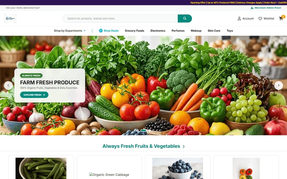The Universal Store general retail homepage