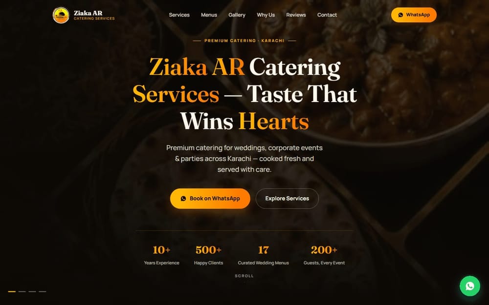 Ziaka AR Pakwan Center catering service homepage