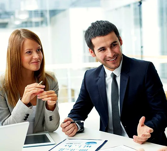 Business students in discussion