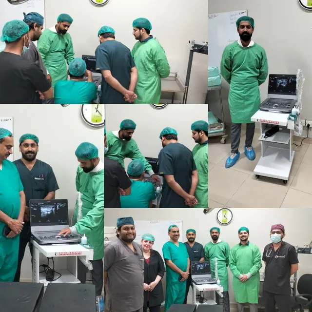 Collage of the Acclarix AX3 installation and training