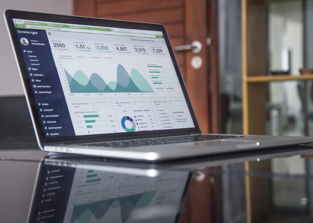 Financial analytics dashboard on a laptop screen